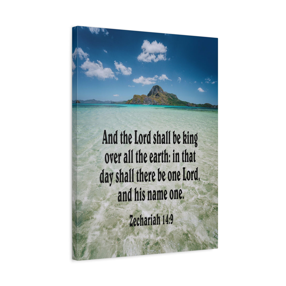 Scripture Canvas The Lord Shall Be King Zechariah 14:9 Christian Wall Art Bible Verse Print Ready to Hang