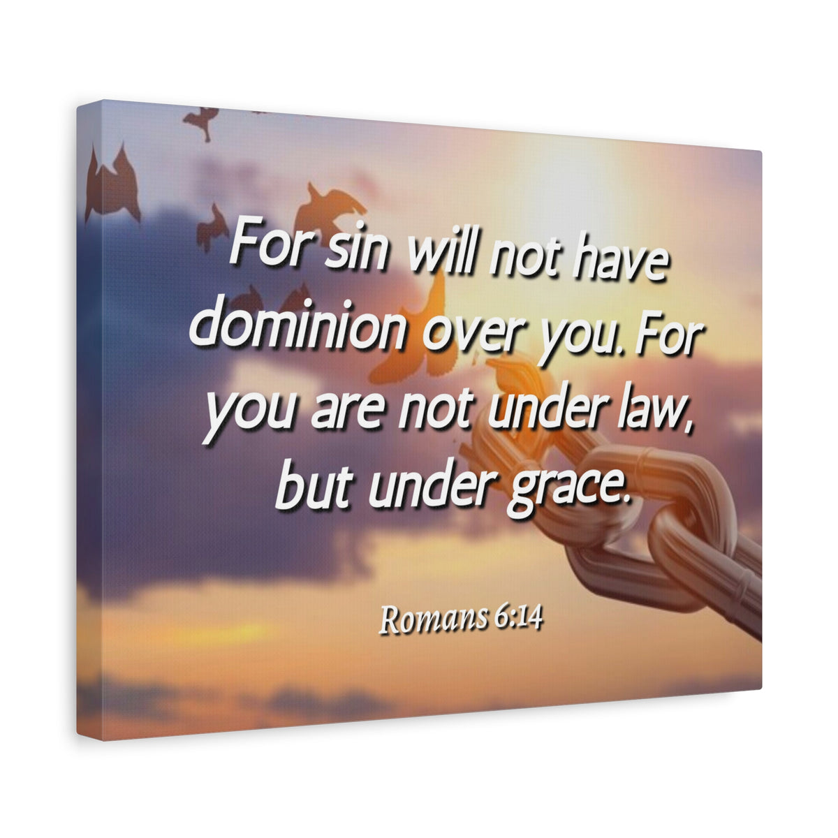 Scripture Canvas Grace Romans 6:14 Christian Wall Art Bible Verse Print Ready to Hang