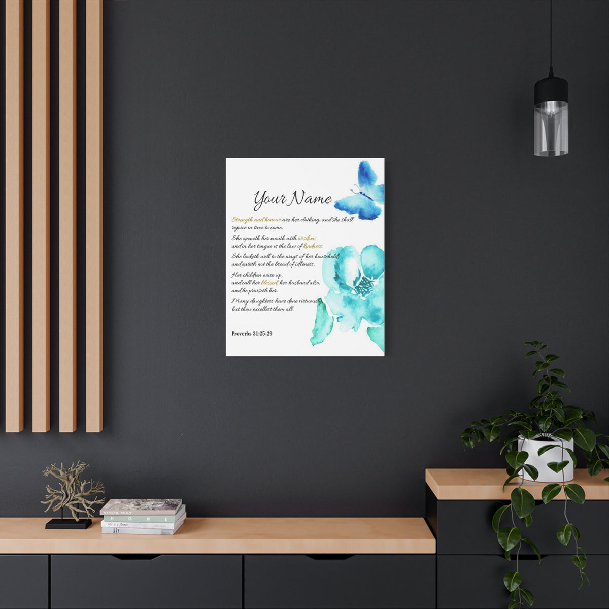 Scripture Walls Personalized She is Strong Proverbs 31:25-29 Bible Chapter Canvas Christian Wall Art Ready to Hang