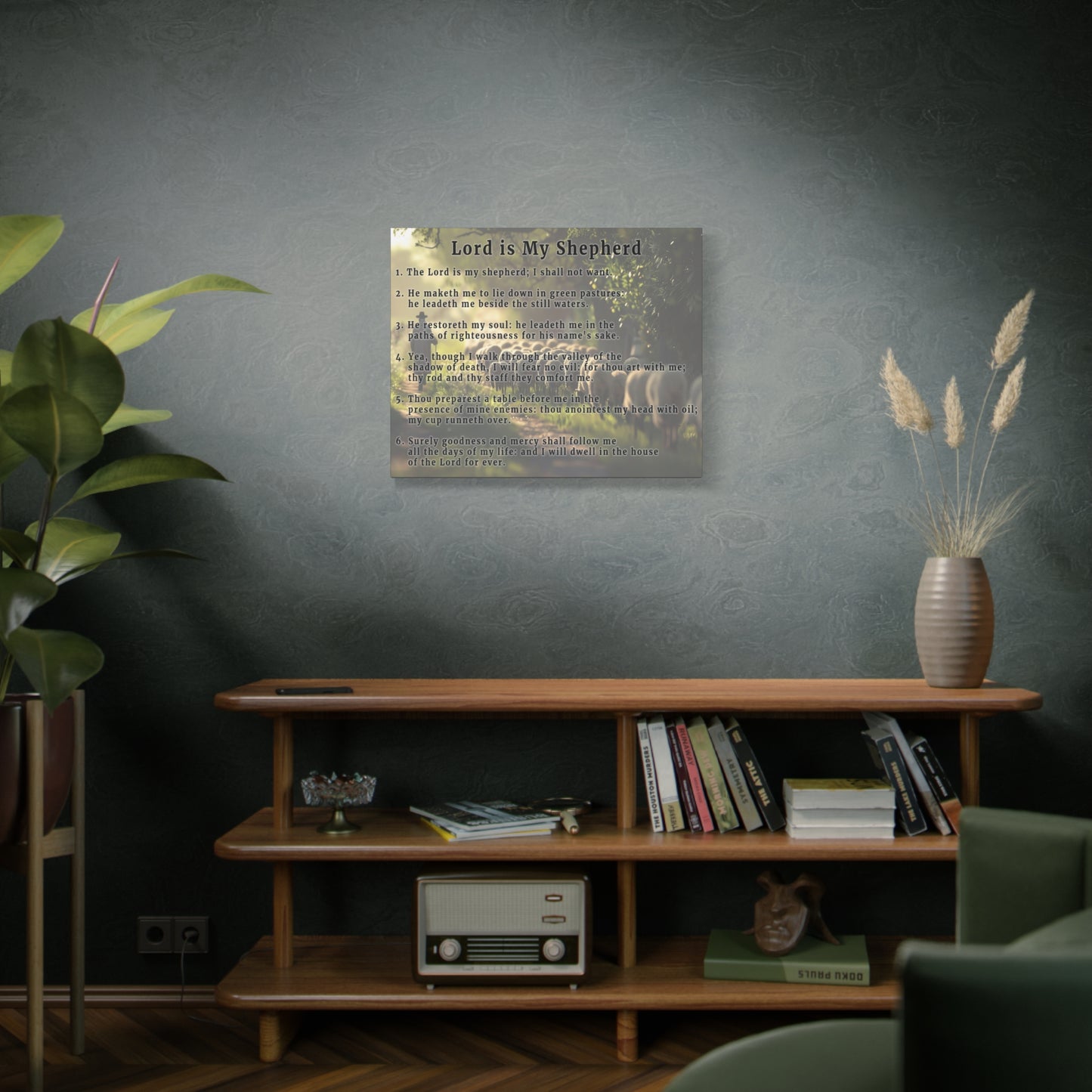 Scripture Walls Lord is My Shepherd Psalm 23 Green Bible Verse Canvas Christian Wall Art Ready to Hang Unframed