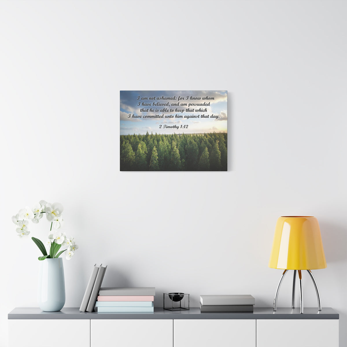 Scripture Canvas Not Ashamed 2 Timothy 1:12 Christian Wall Art Bible Verse Print Ready to Hang