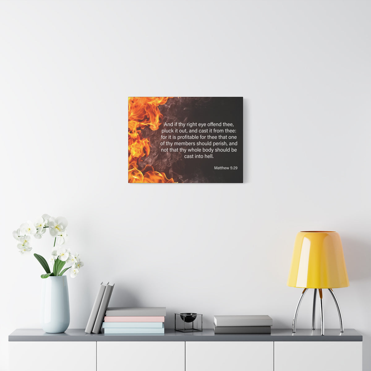 Scripture Canvas Pluck the Right Eye Matthew 5:29 Christian Wall Art Bible Verse Print Ready to Hang