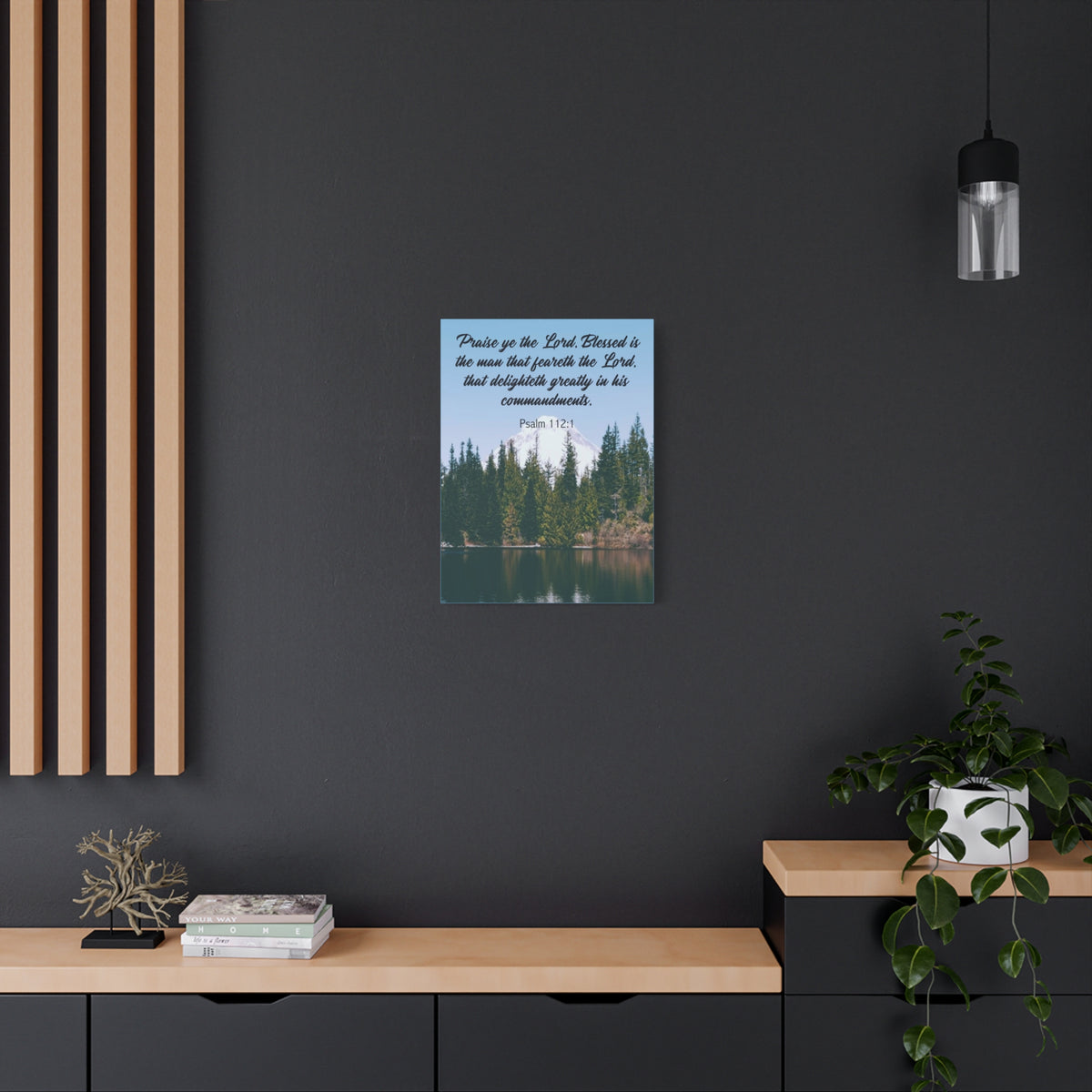 Scripture Canvas Praise Ye The Lord Psalm 112:1 Christian Wall Art Bible Verse Print Ready to Hang
