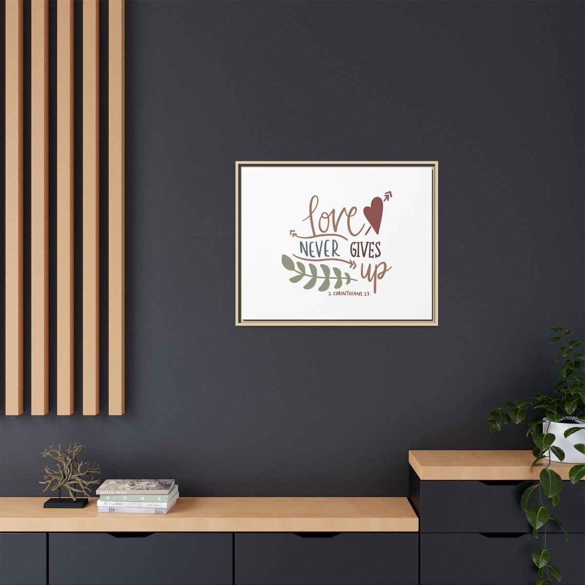 Scripture Canvas Love Never Gives Up 1 Corinthians 13 Christian Wall Art Bible Verse Print Ready to Hang