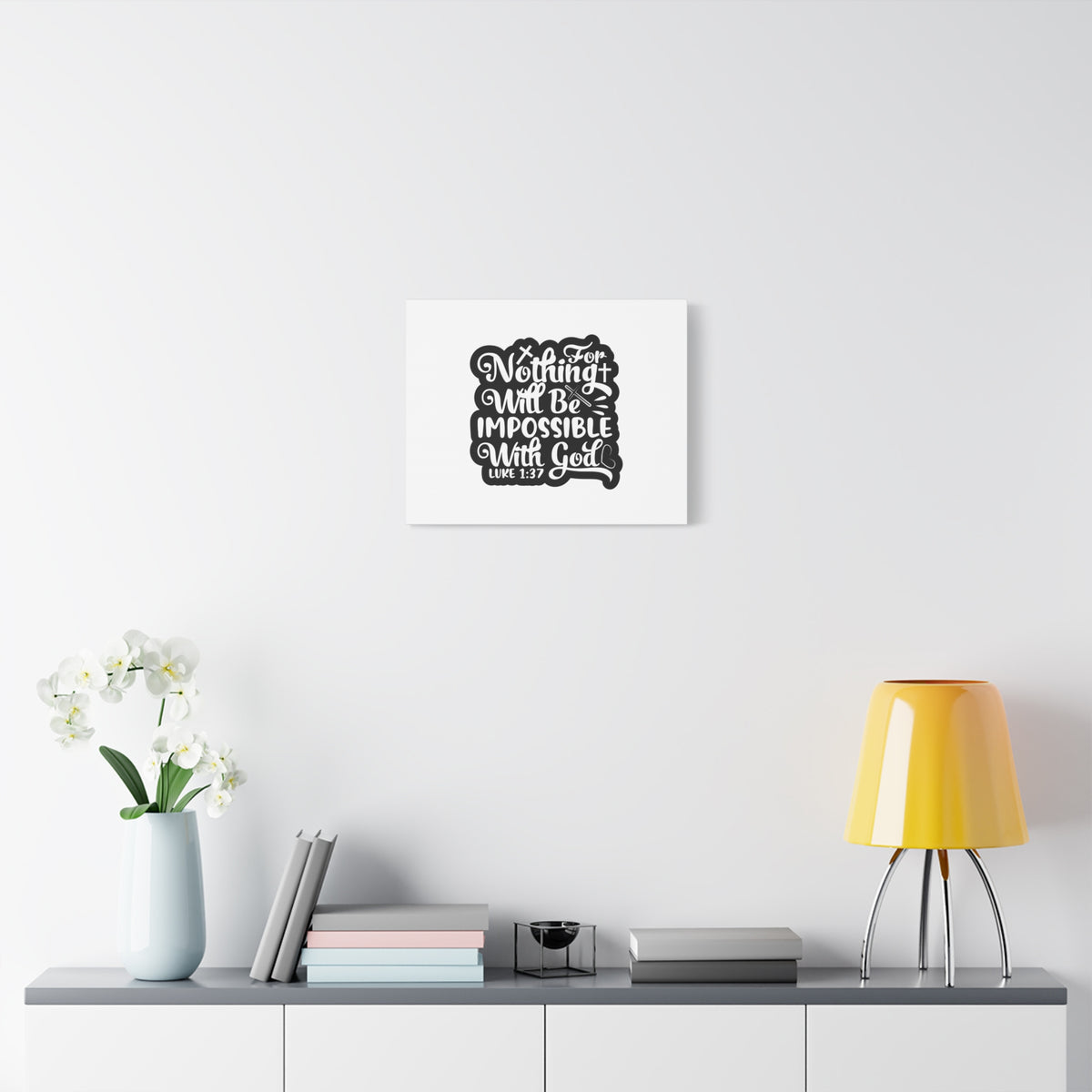 Scripture Canvas With God Luke 1:37 Christian Wall Art Bible Verse Print Ready to Hang