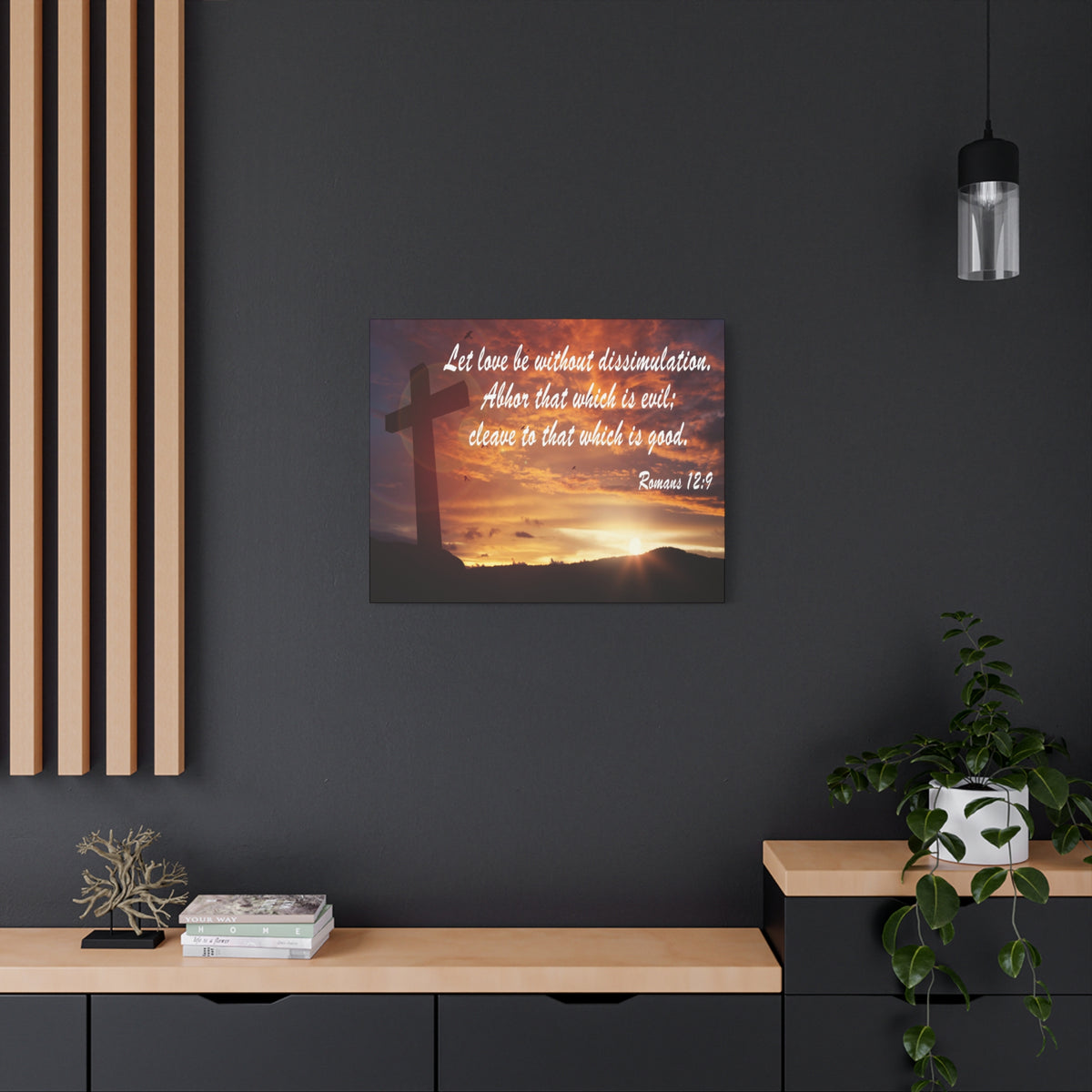 Scripture Canvas Love Without Dissimulation Romans 12:9 Christian Wall Art Bible Verse Print Ready to Hang
