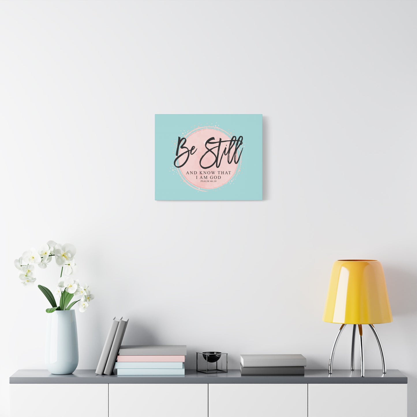 Scripture Walls Be Still Psalm 46:10 Pink Circle Bible Verse Canvas Christian Wall Art Ready to Hang