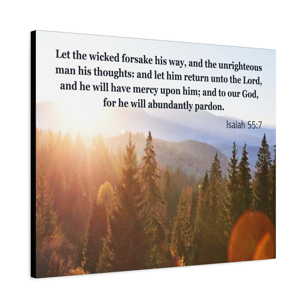 Scripture Canvas Abundantly Pardon Isaiah 55:7 Christian Wall Art Bible Verse Print Ready to Hang