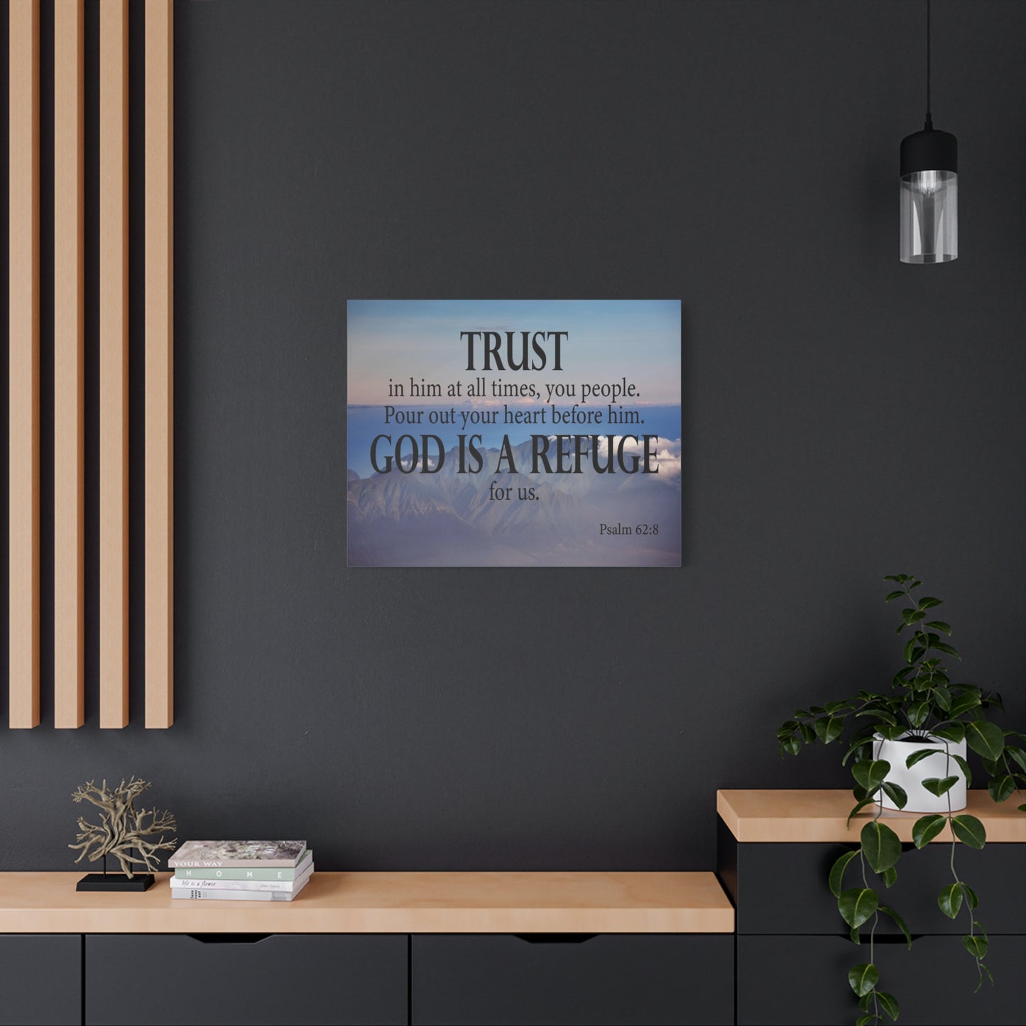 Bible Verse Canvas God is Refuge for Us Psalm 62:8 Wall Art Christian Home Decor