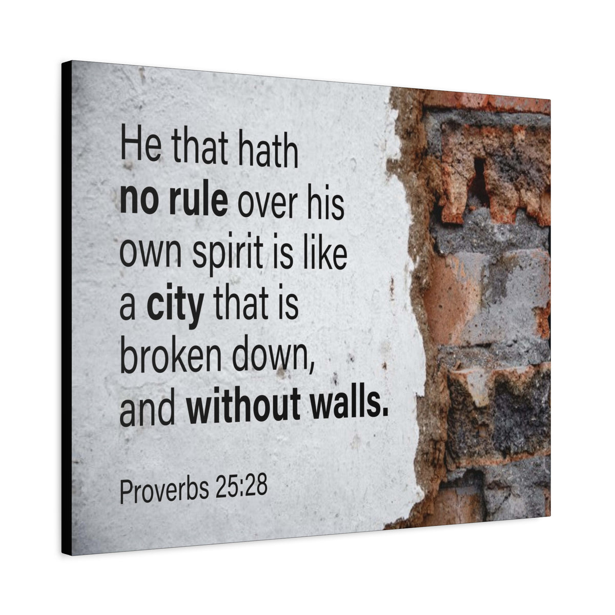 Scripture Canvas No Rule Without Walls Proverbs 25:28 Christian Wall Art Bible Verse Print Ready to Hang