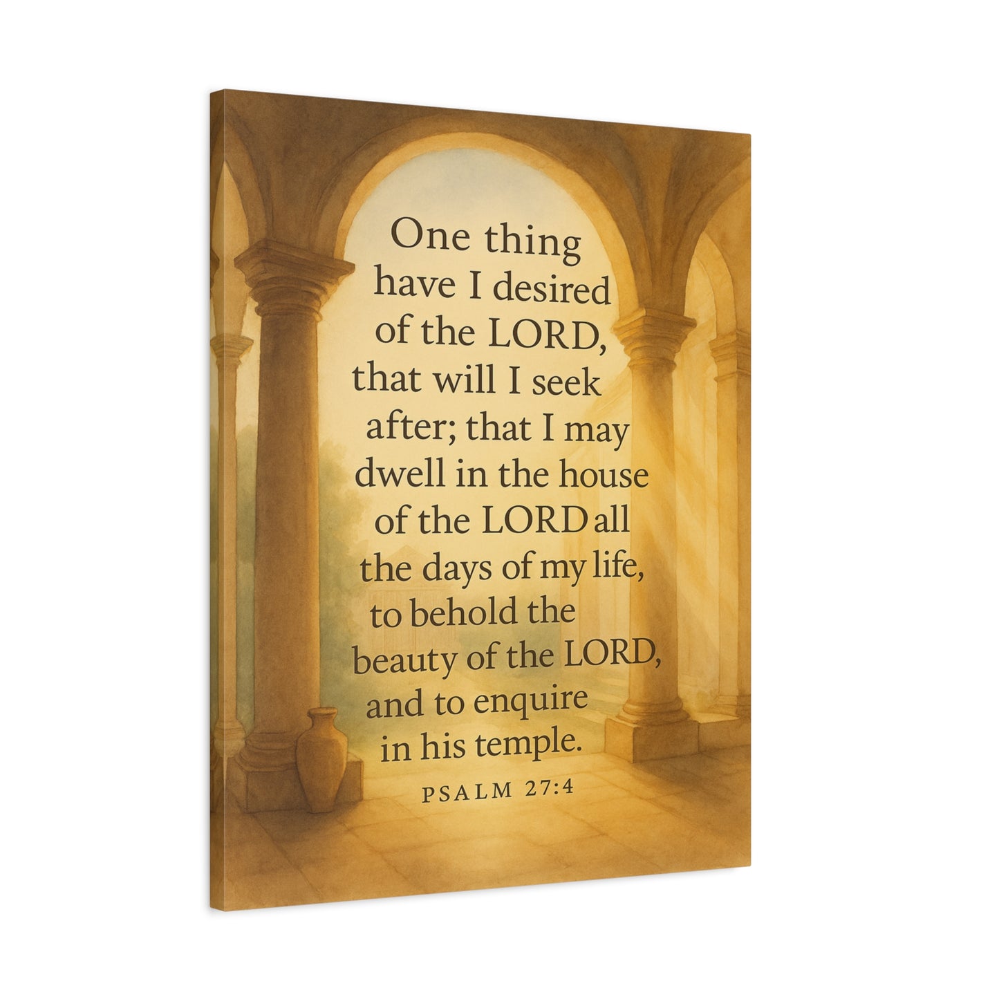 Bible Verse Canvas Psalm 27:4 Christian Home Décor Wall Art Scripture Ready to Hang Faith Print
