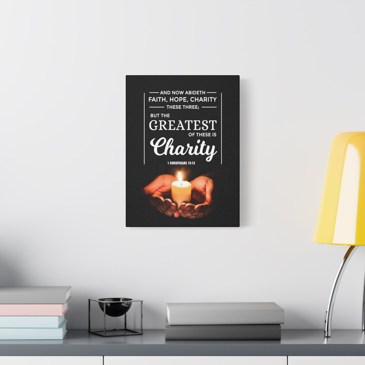 Scripture Canvas Charity 1 Corinthians 13:13 Christian Wall Art Bible Verse Print Ready to Hang