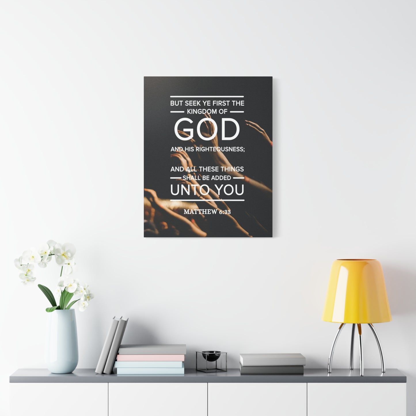 Scripture Canvas Kingdom of God Matthew 6:33 Christian Wall Art Bible Verse Print Ready to Hang