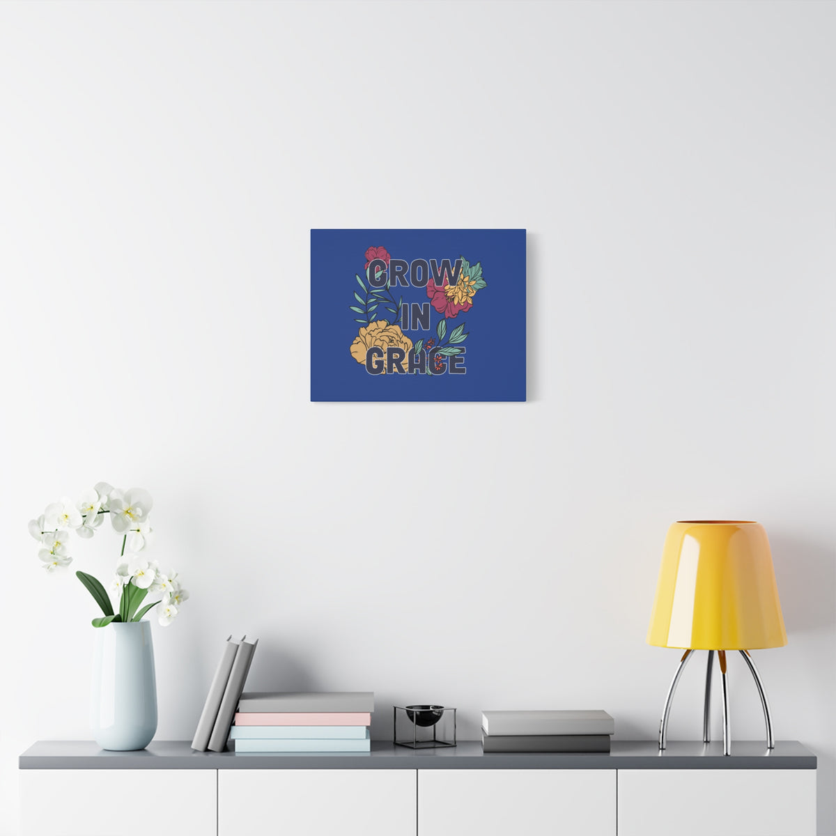 Scripture Canvas Grow In Grace 2 Peter 3:18 Yellow Flower Christian Wall Art Bible Verse Print Ready to Hang