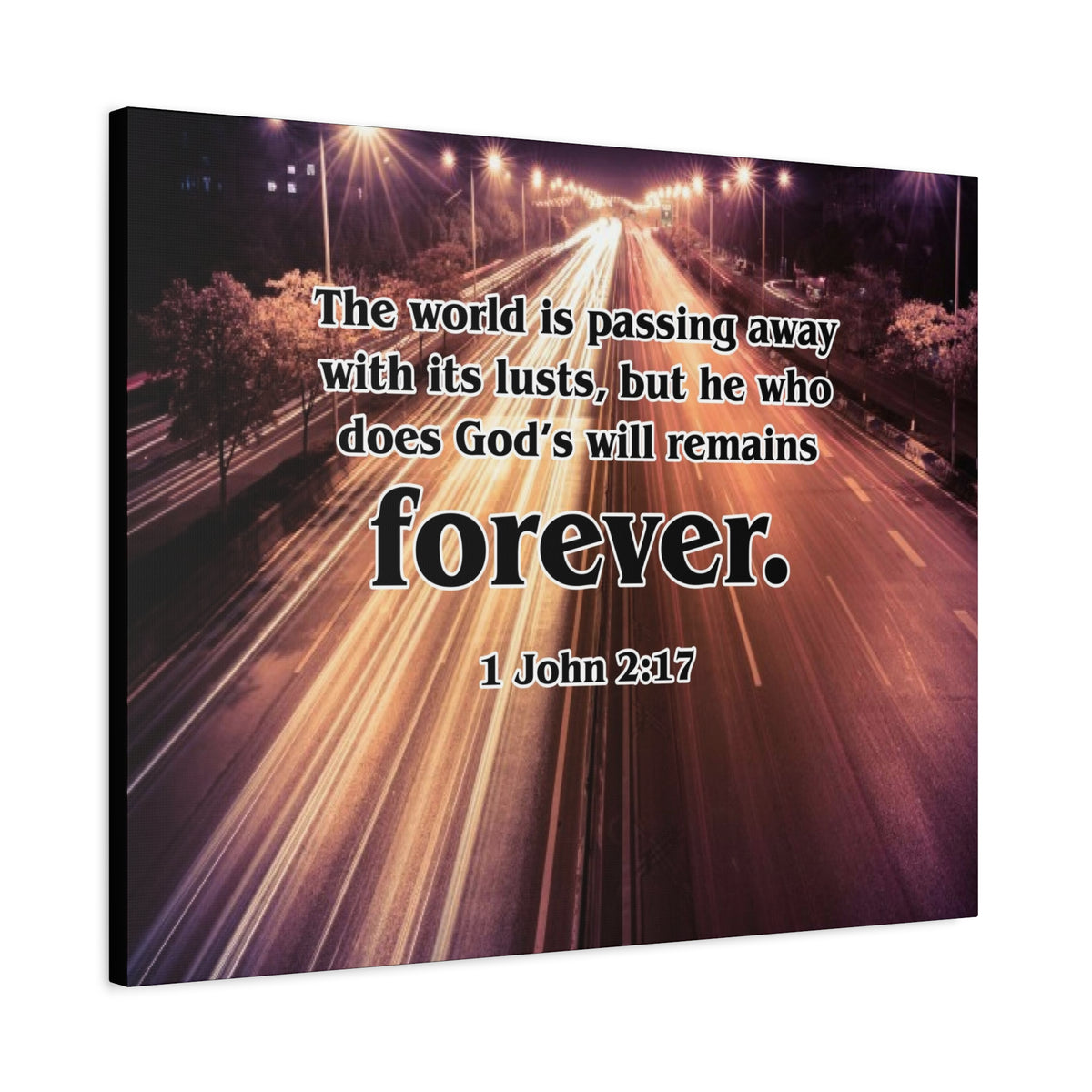 Scripture Canvas Forever 1 John 2:17 Christian Wall Art Bible Verse Print Ready to Hang