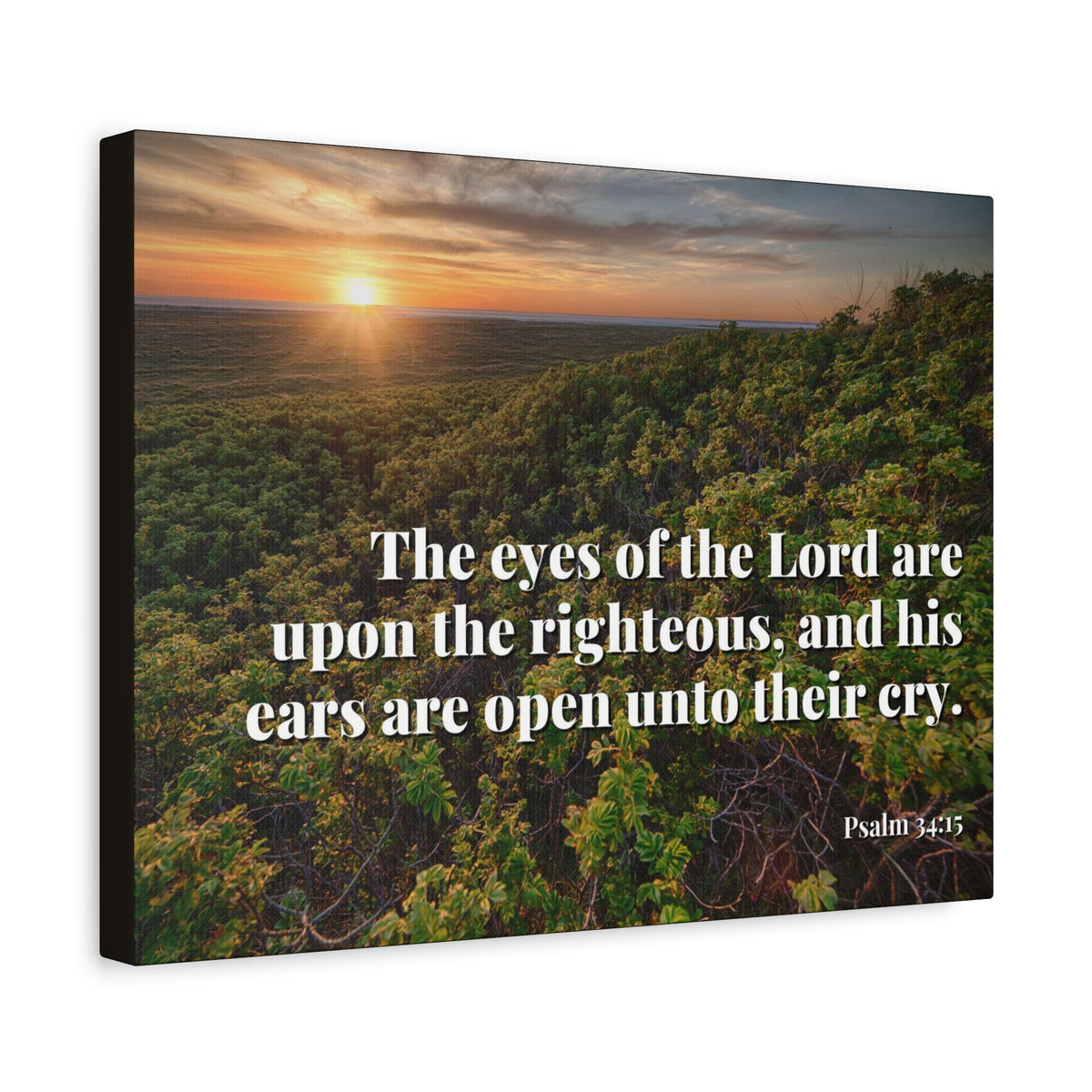 Scripture Canvas Eyes & Ears Of God Psalm 34:15 Christian Wall Art Bible Verse Print Ready to Hang