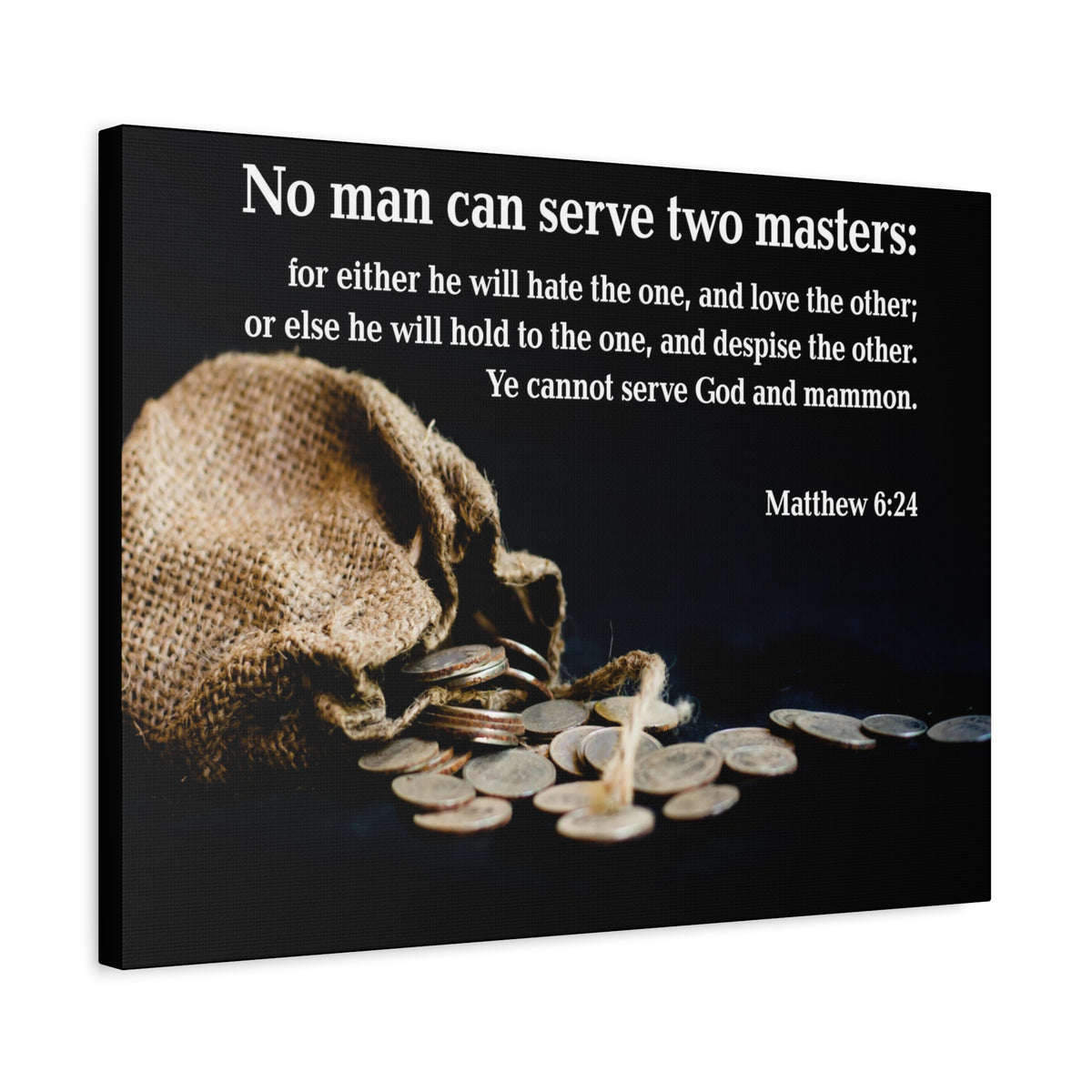 Scripture Canvas Two Masters Matthew 6:24 Christian Wall Art Bible Verse Print Ready to Hang