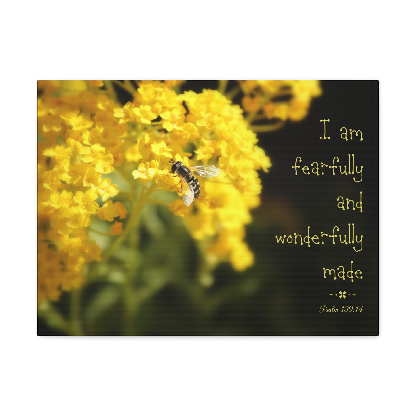 Wonderfully Made Psalm 139:14 Bee Bible Verse Canvas Christian Wall Art Ready to Hang