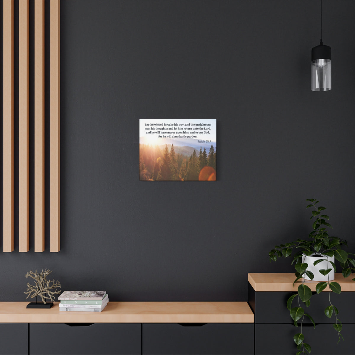 Scripture Canvas Abundantly Pardon Isaiah 55:7 Christian Wall Art Bible Verse Print Ready to Hang