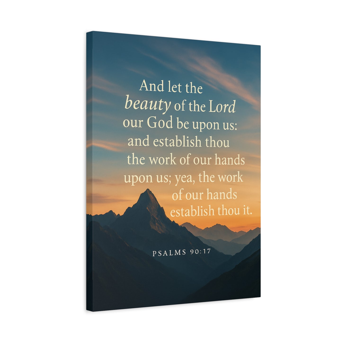 Bible Verse Canvas Psalms 90:17 Christian Home Décor Wall Art Scripture Ready to Hang Faith Print