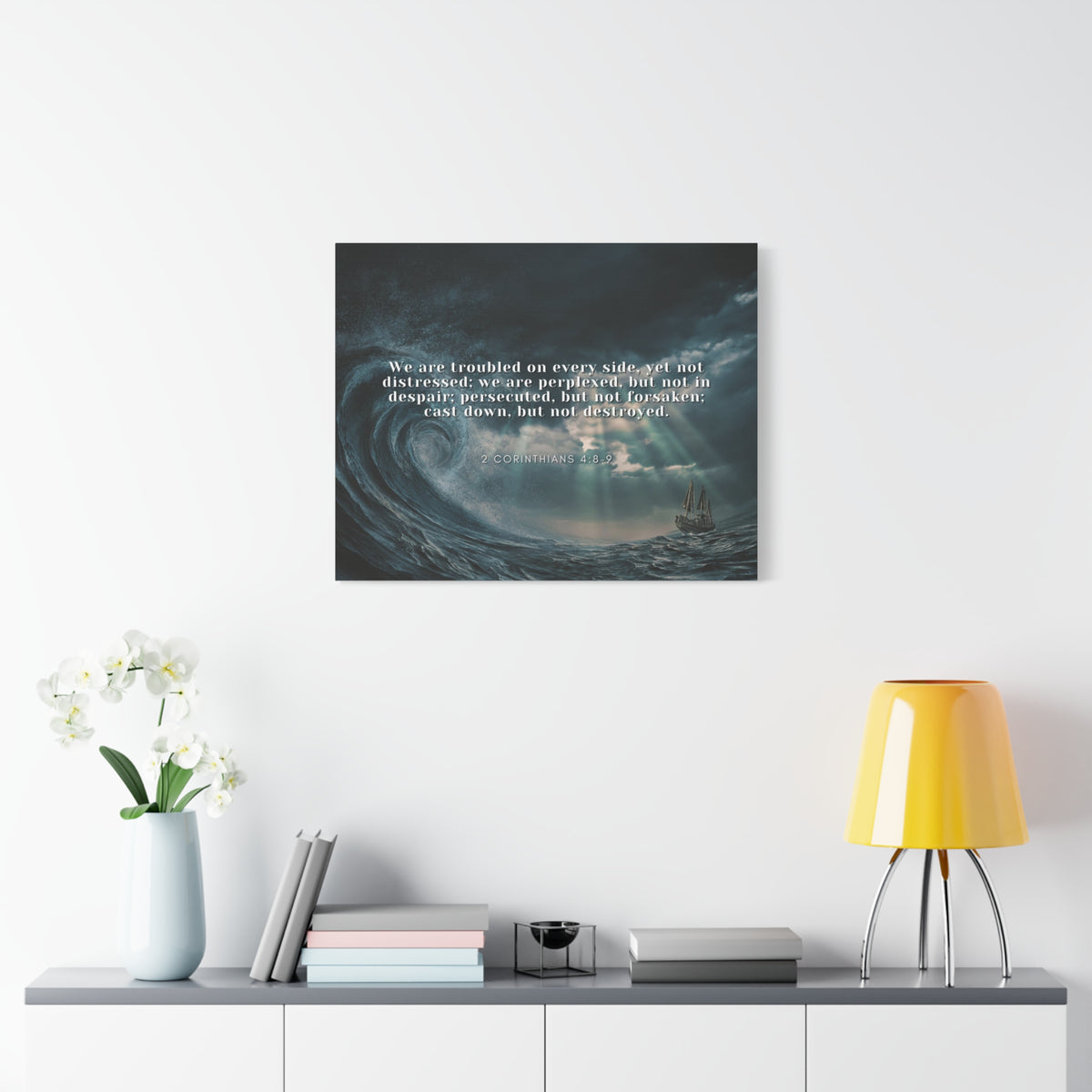 Scripture Canvas Adversity 2 Corinthians 4:8-9 Christian Wall Art Bible Verse Print Ready to Hang