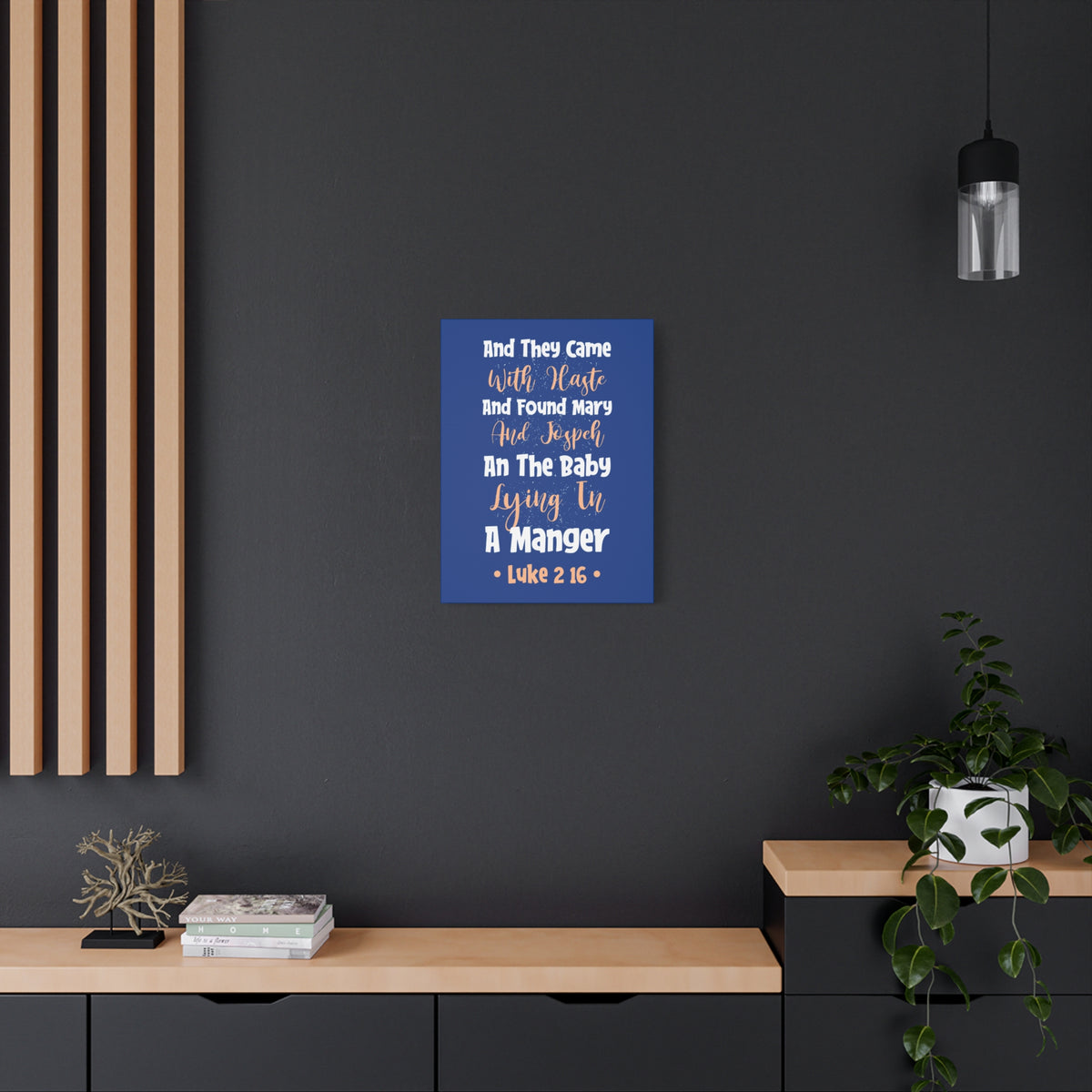 Scripture Canvas With Haste Luke 2:16 Christian Wall Art Bible Verse Print Ready to Hang