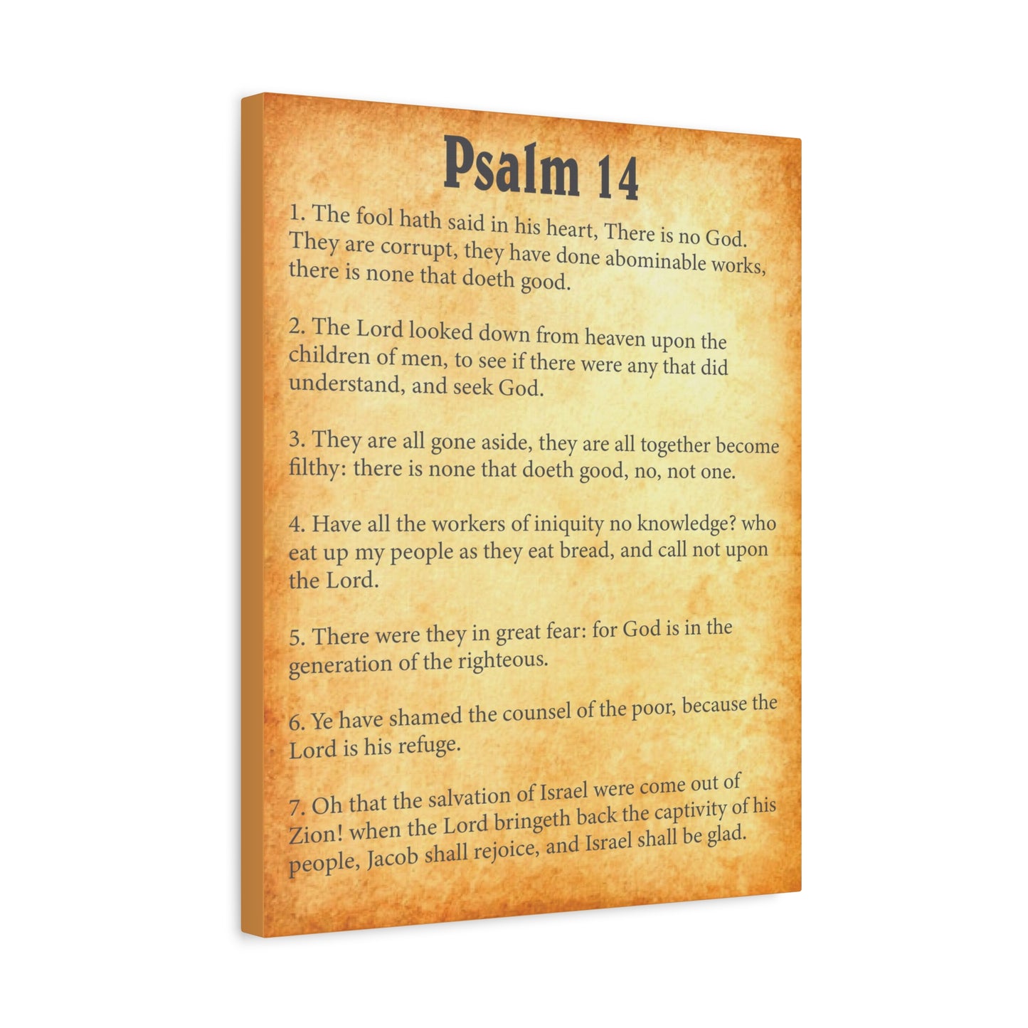 Scripture Walls Psalm 14 Gold Bible Chapter Canvas Christian Wall Art Ready to Hang