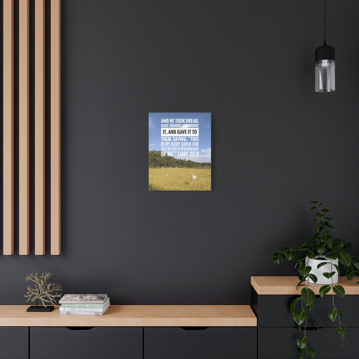 Scripture Canvas Gave Thanks Luke 22:9 Christian Wall Art Bible Verse Print Ready to Hang