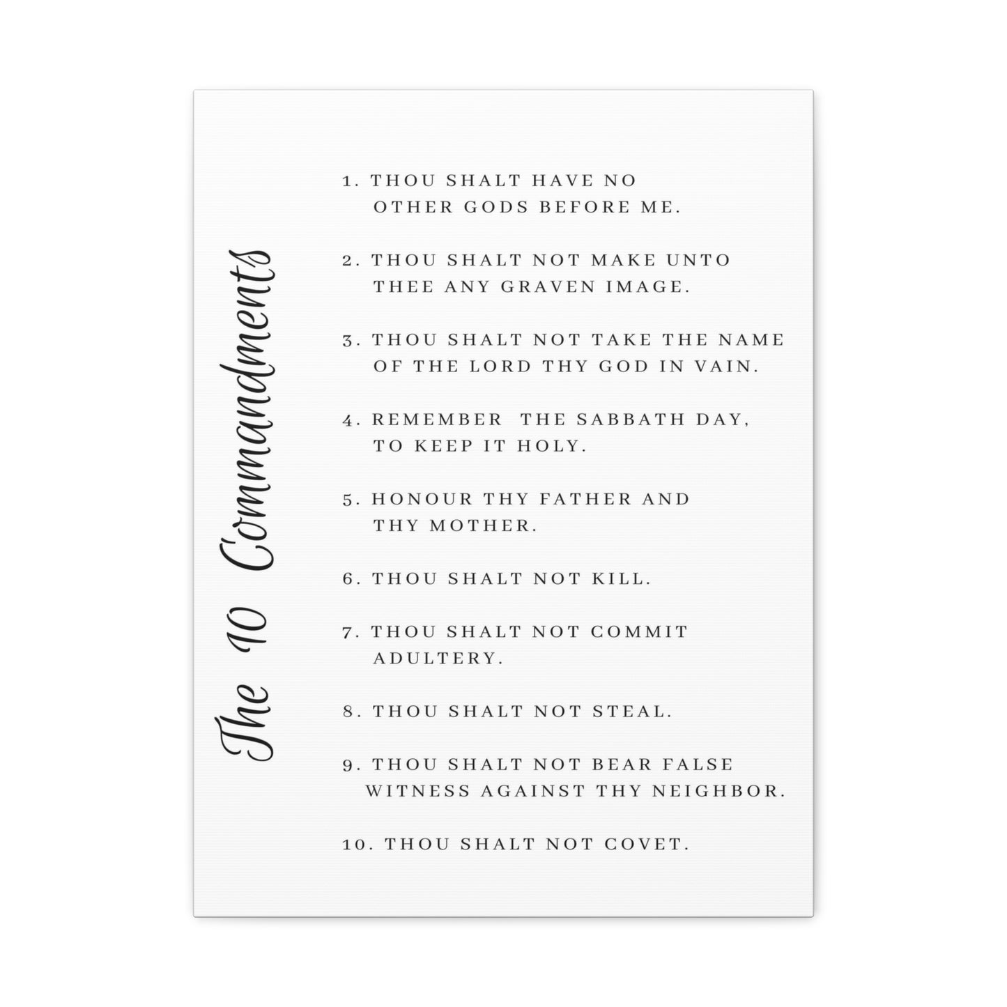 10 Commandments White Side Christian Wall Art Print Ready to Hang