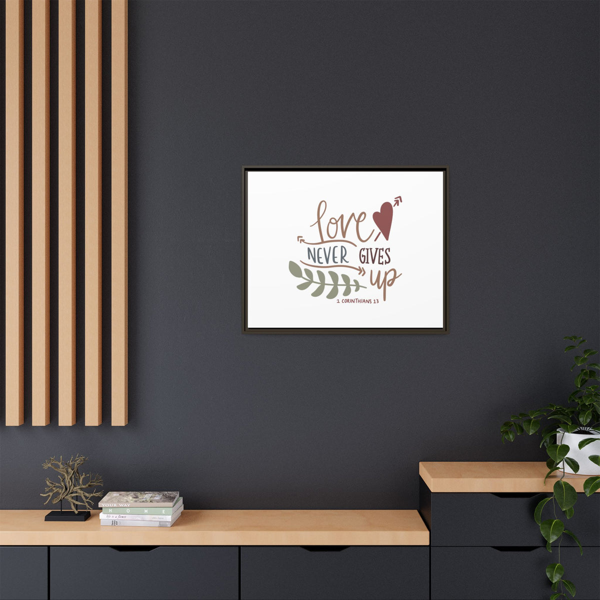 Scripture Canvas Love Never Gives Up 1 Corinthians 13 Christian Wall Art Bible Verse Print Ready to Hang
