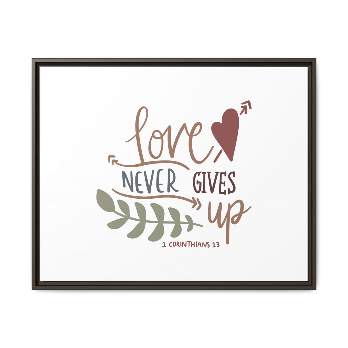 Scripture Canvas Love Never Gives Up 1 Corinthians 13 Christian Wall Art Bible Verse Print Ready to Hang