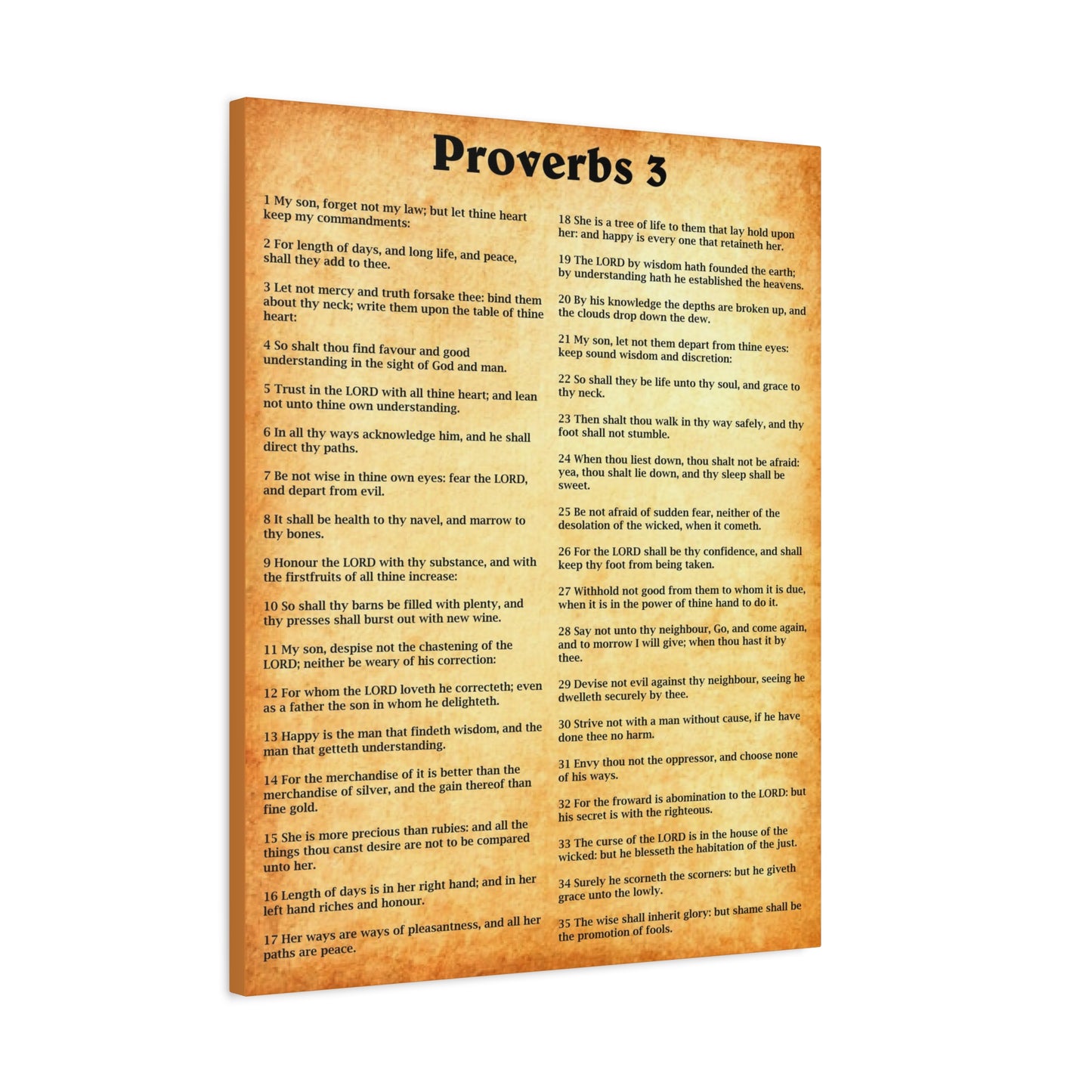 Scripture Walls Proverbs Chapter 3 Gold Bible Canvas Christian Wall Art Ready to Hang Unframed