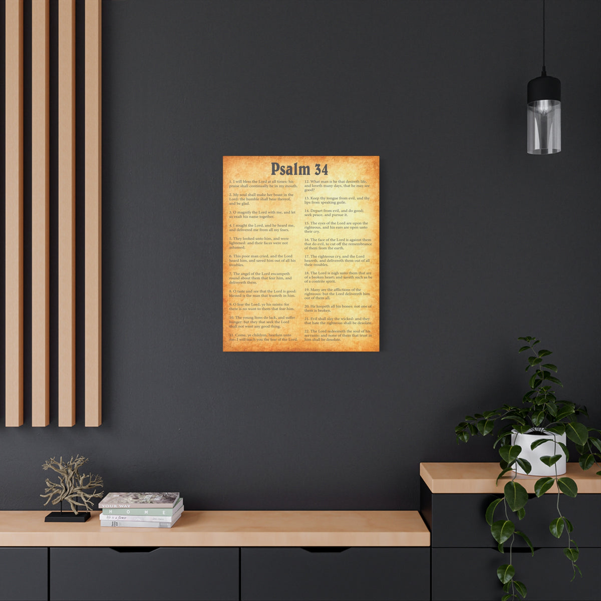 Scripture Walls Psalm 34 Gold Bible Chapter Canvas Christian Wall Art Ready to Hang