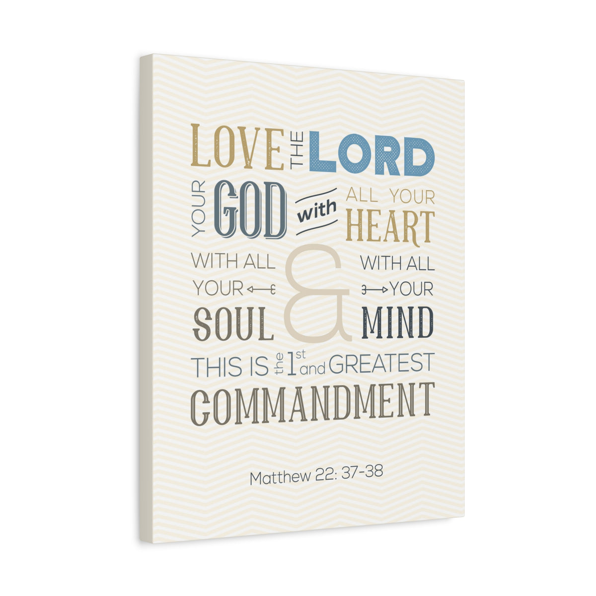 Scripture Canvas Love The Lord Matthew 22:37-38 Christian Wall Art Bible Verse Print Ready to Hang