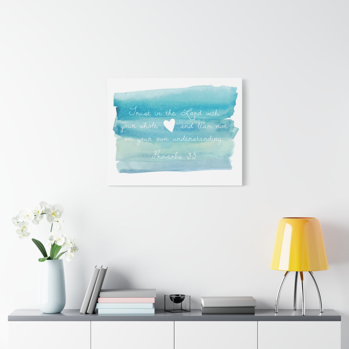 Scripture Canvas In The Lord Proverbs 3:5 Christian Wall Art Bible Verse Print Ready to Hang