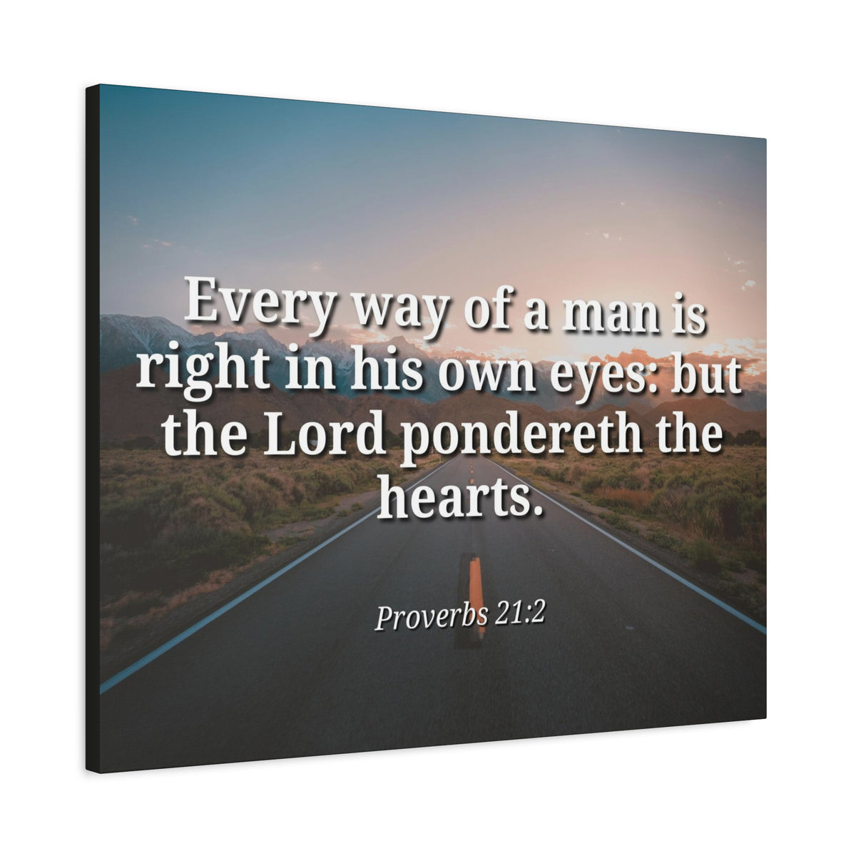 Scripture Canvas The Hearts Proverbs 21:2 Christian Wall Art Bible Verse Print Ready to Hang