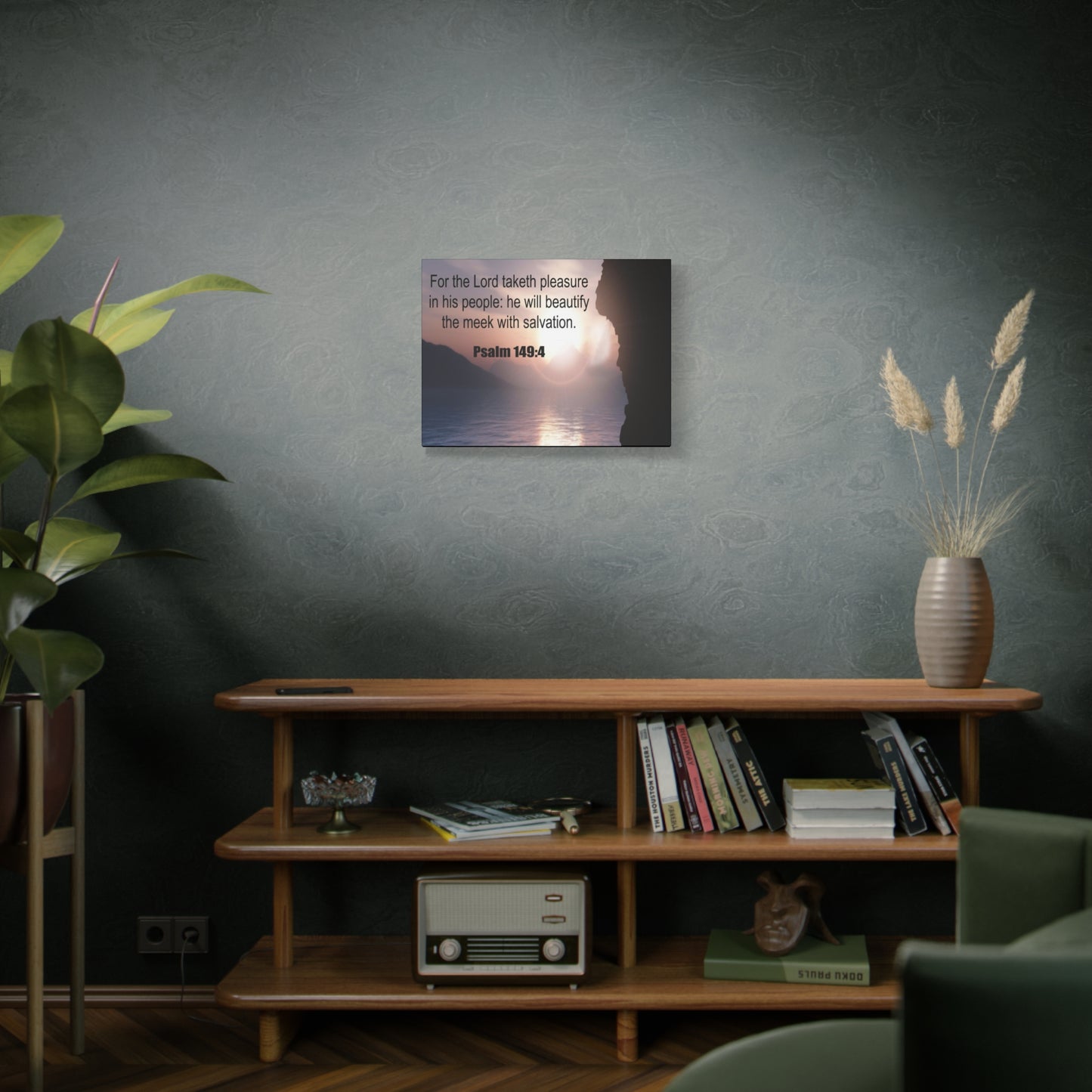 Scripture Canvas Beutify the Meek Psalm 149:4 Christian Wall Art Bible Verse Print Ready to Hang