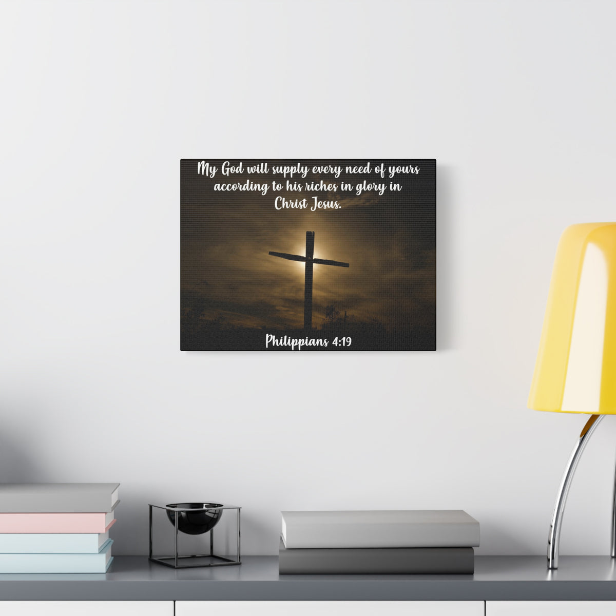 Scripture Canvas All Your Need Philippians 4:19 Christian Wall Art Bible Verse Print Ready to Hang
