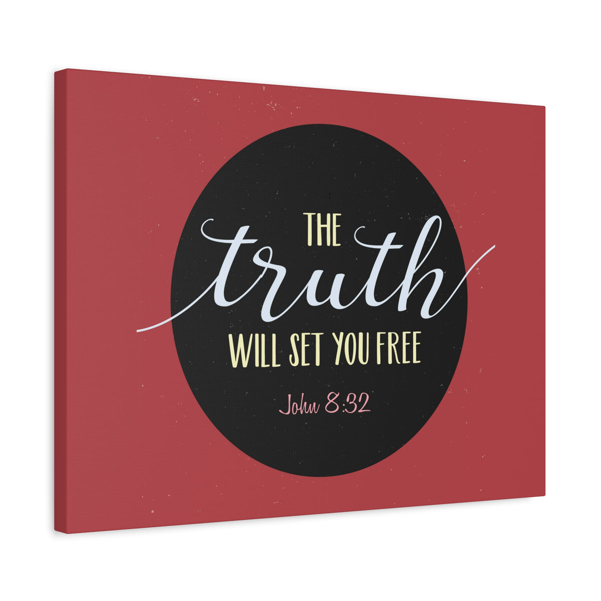 Scripture Canvas The Truth Red John 8:32 Christian Wall Art Bible Verse Print Ready to Hang