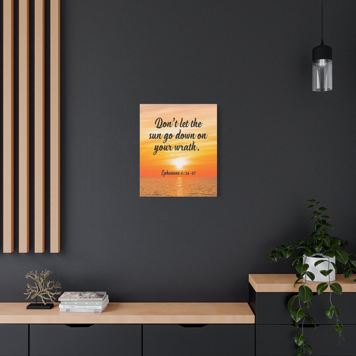 Scripture Canvas Don't Let The Sun Go Down Ephesians 4:26-27 Christian Wall Art Bible Verse Print Ready to Hang