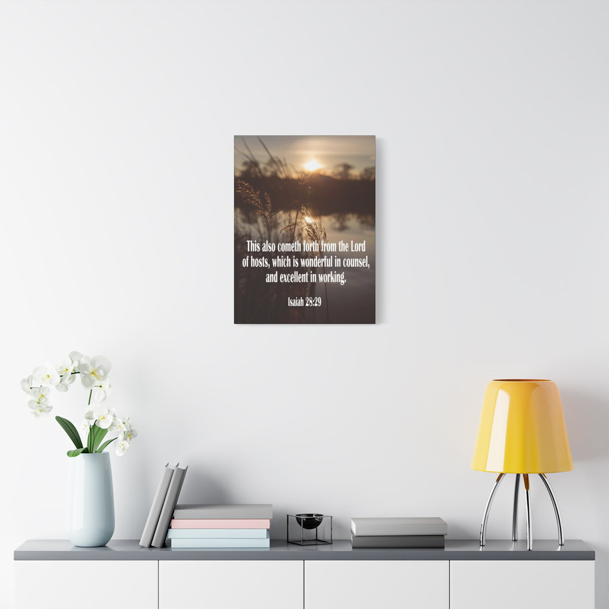 Scripture Canvas Wonderful in Counsel Isaiah 28:29 Christian Wall Art Bible Verse Print Ready to Hang