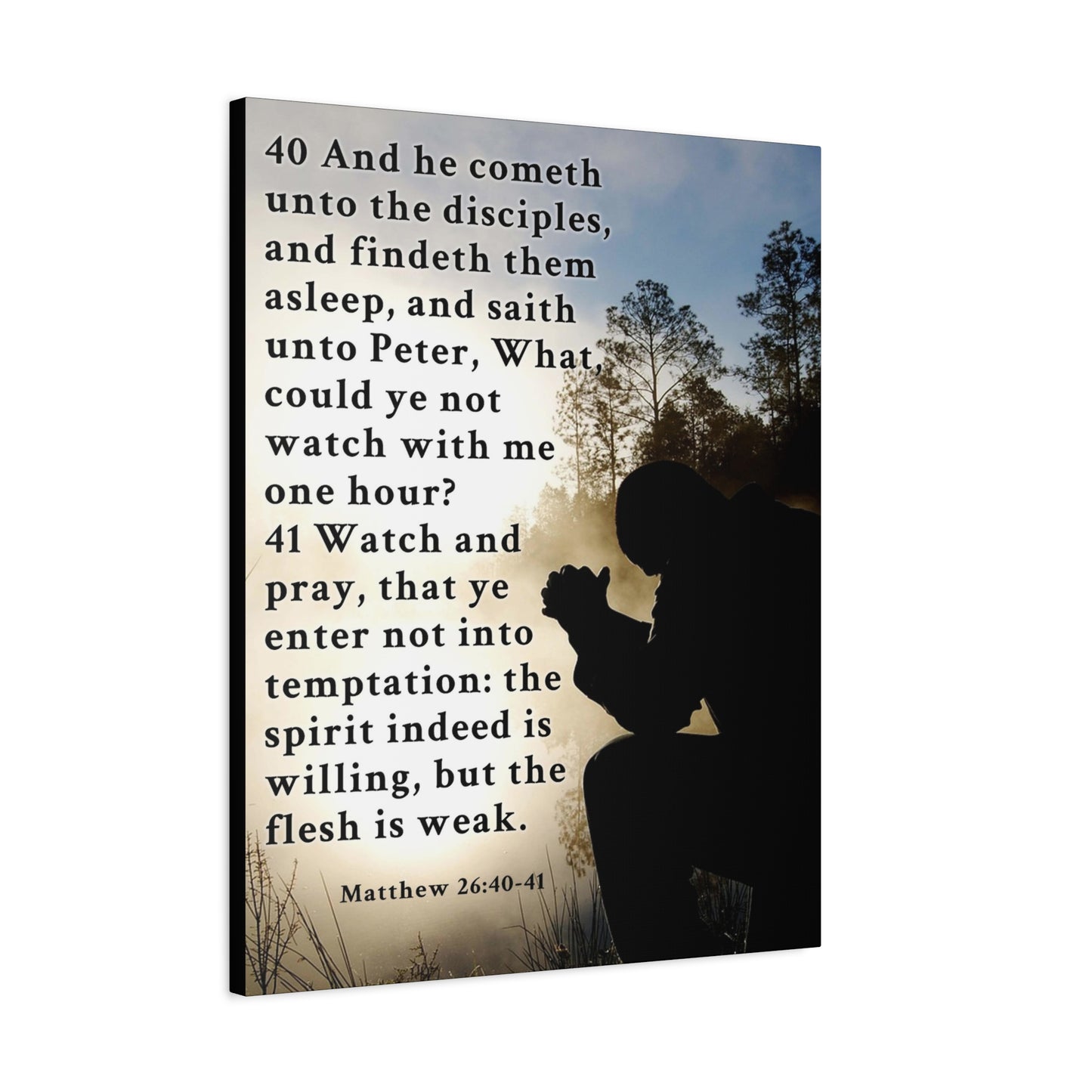 Matthew 26:40-41 Watch and Pray Bible Verse Canvas – Christian Wall Art, Ready to Hang