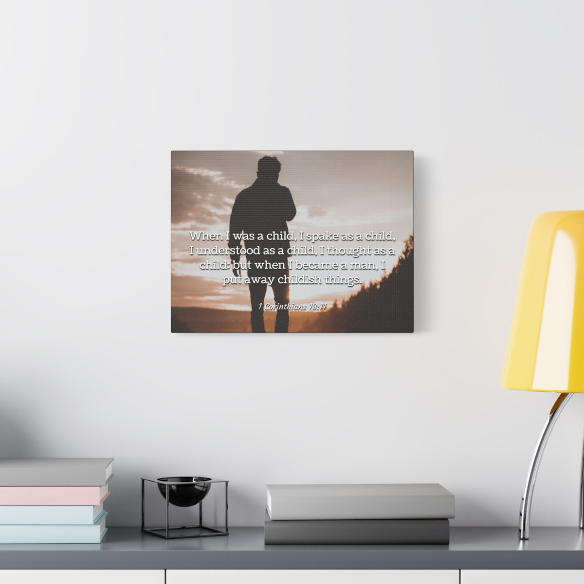 Scripture Canvas Childish Things 1 Corinthians 13:11 Christian Wall Art Bible Verse Print Ready to Hang