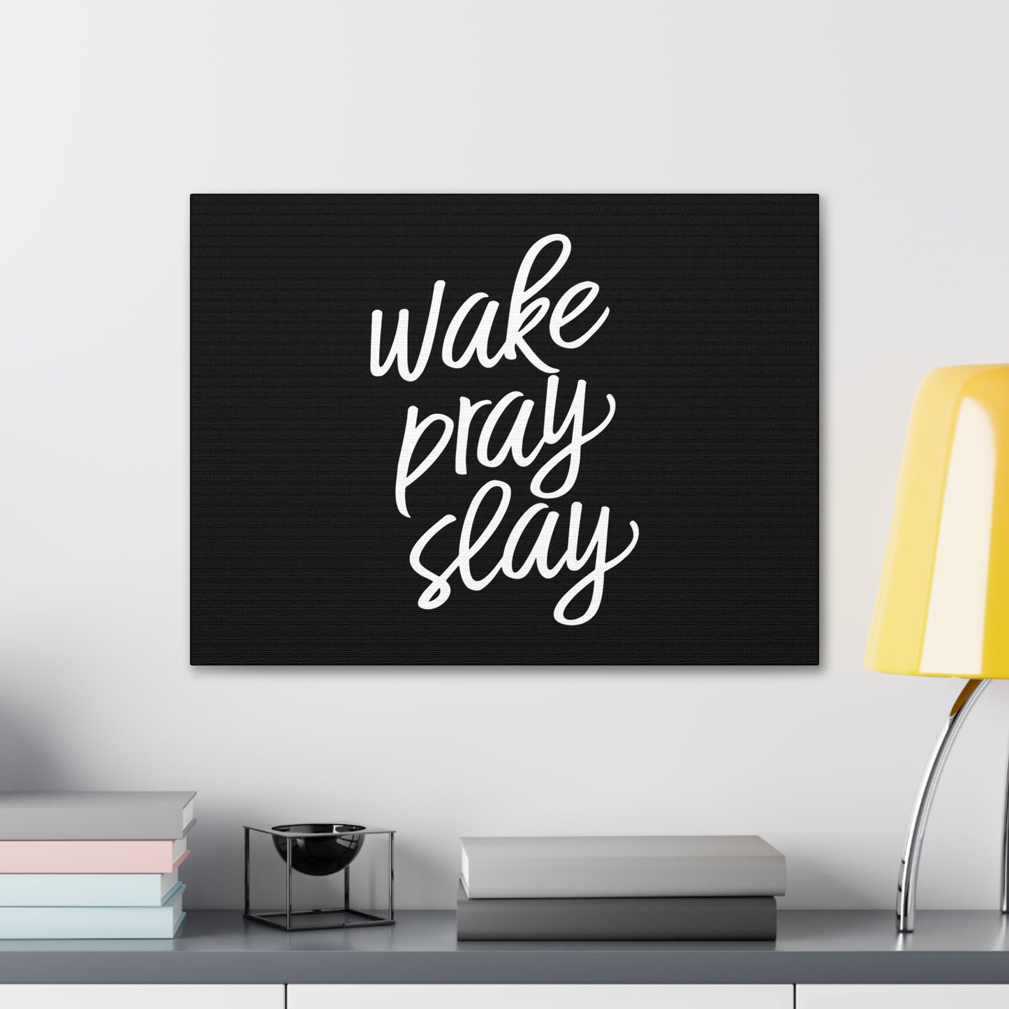 Wake, Pray, Slay Luke 21:36 Black Christian Wall Art Bible Verse Print Ready to Hang