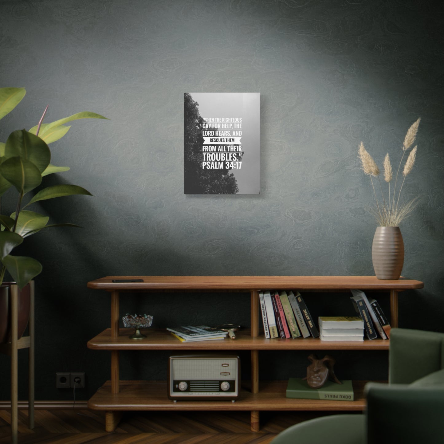 Scripture Canvas Rescues Them Psalm 34:17 Christian Wall Art Bible Verse Print Ready to Hang