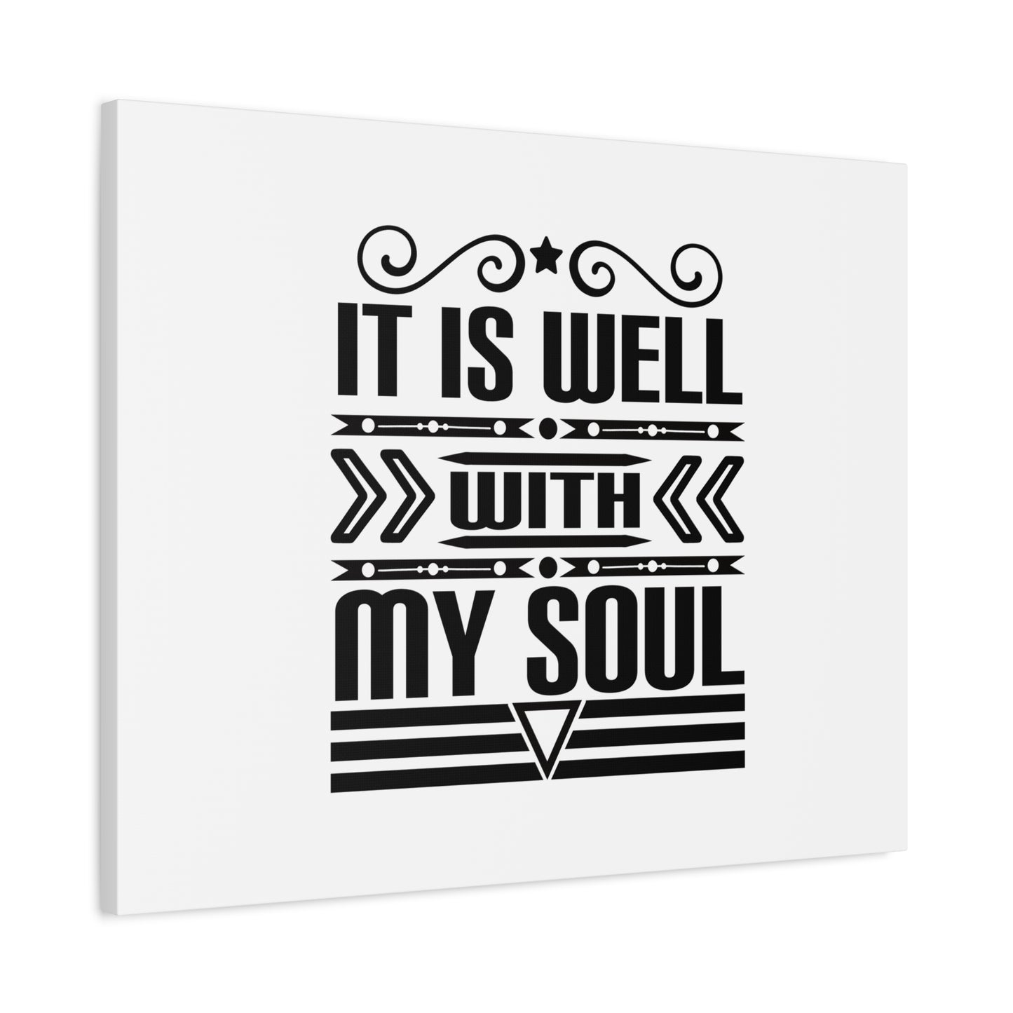 Scripture Canvas It Is Well With My Soul Psalm 42:7 Arrow Black Christian Wall Art Bible Verse Print Ready to Hang