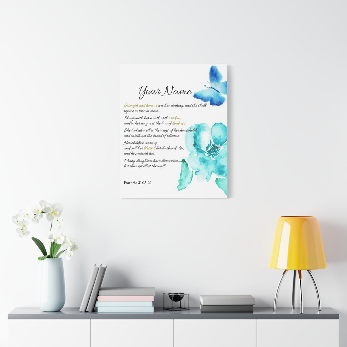 Scripture Walls Personalized She is Strong Proverbs 31:25-29 Bible Chapter Canvas Christian Wall Art Ready to Hang