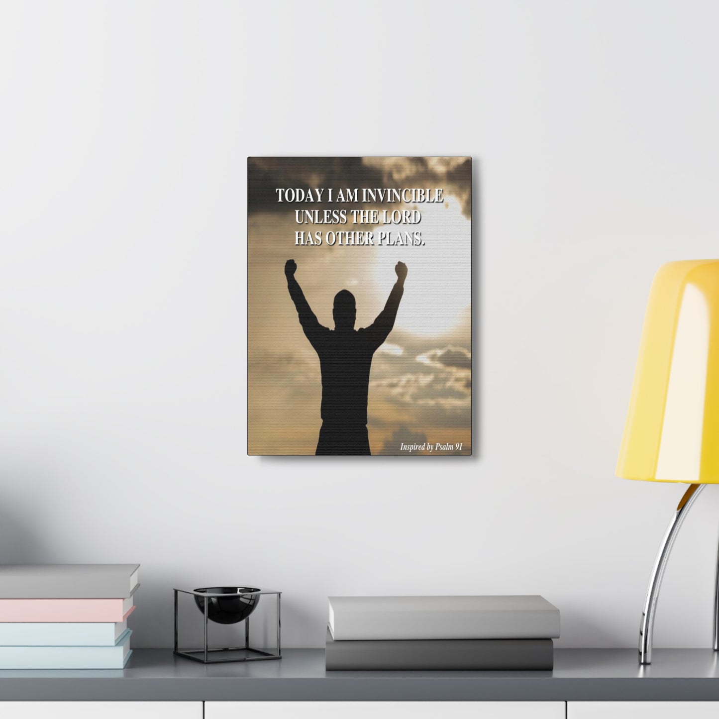 Today I Am Invincible Canvas Psalm 91 Bible Verse Canvas Christian Wall Art Ready to Hang
