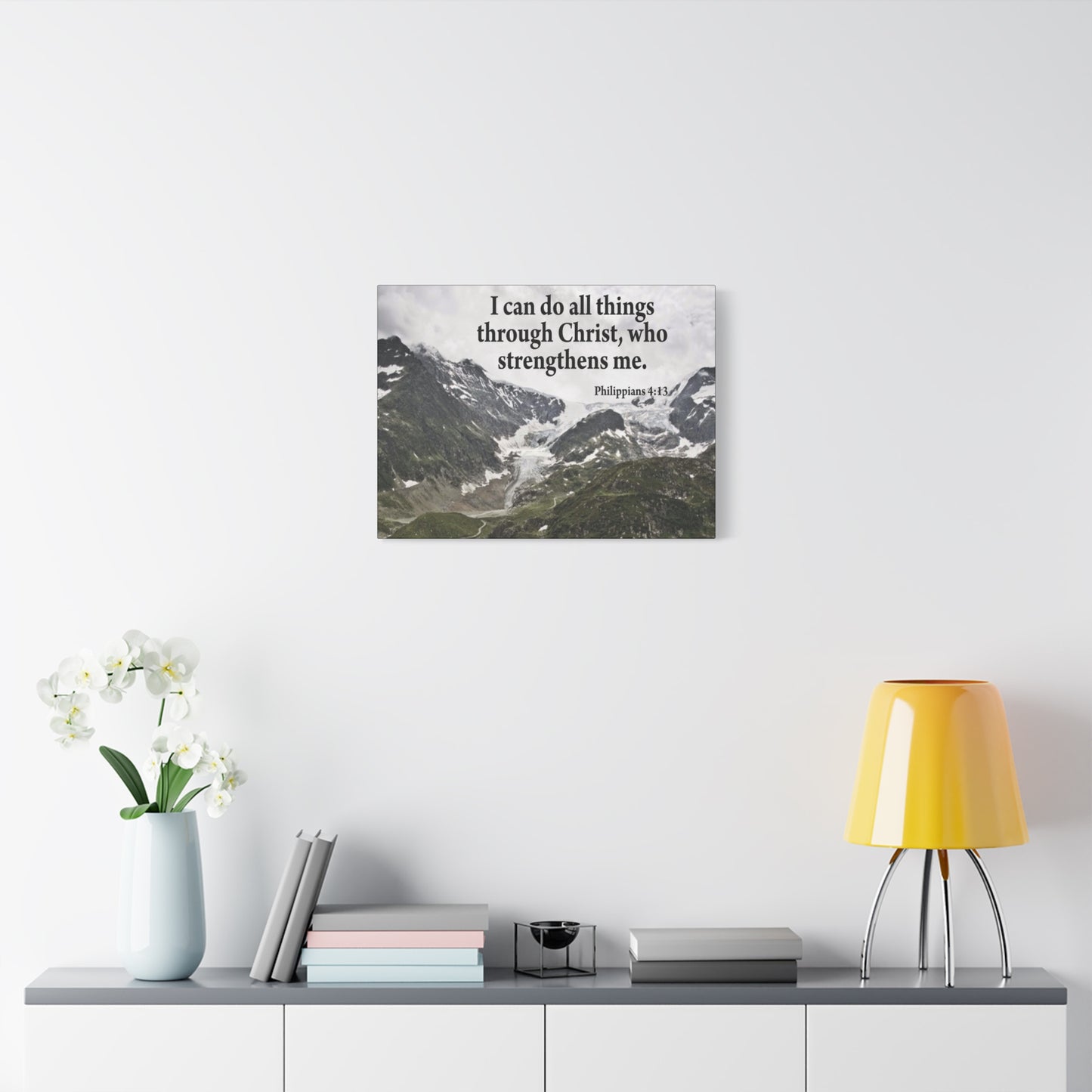Scripture Canvas Christ Strenthens Me Philippians 4:13 Christian Wall Art Bible Verse Print Ready to Hang