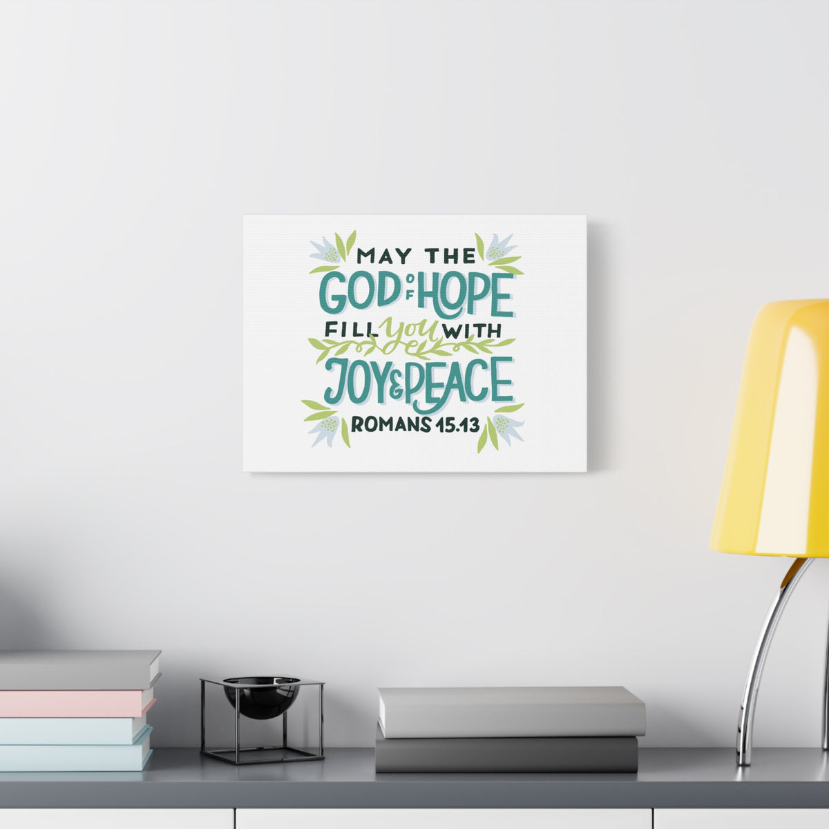 Scripture Canvas God Of Hope Romans 45:43 Christian Wall Art Bible Verse Print Ready to Hang
